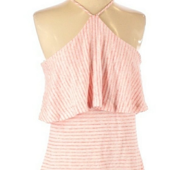 New Splendid Mini Stripe Halter Popover Dress Linen Blend Size Small - Picture 4 of 11